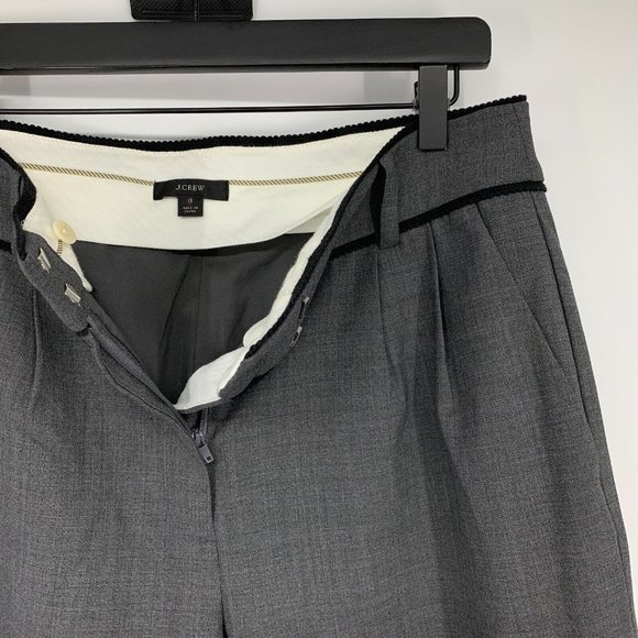 J.Crew Dress Pants Gray High Rise Cropped Straight Wool Blend - Picture 4 of 9
